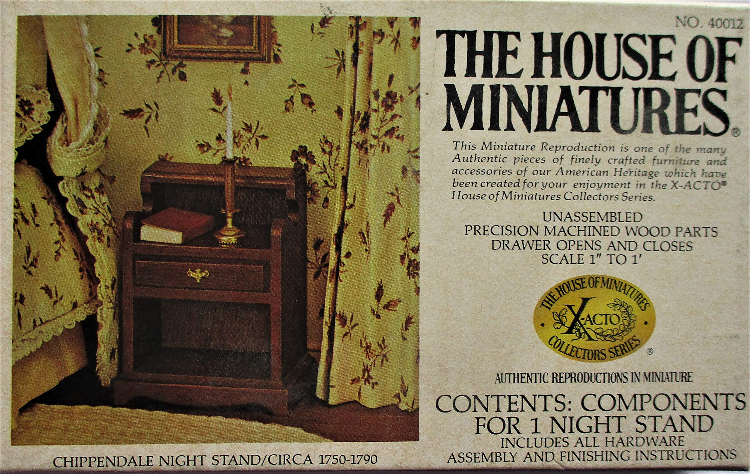 Chippendale Night Stand Dollhouse Miniature Kit c1750-1790 - DIY Assembly Components for 1:12 Scale Miniature Furniture | Perfect for Dollhouse Decor, Miniature Collectors & Historical Replica Enthusiasts