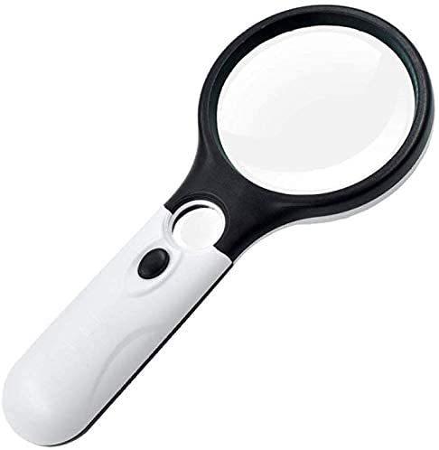10X Magnifying Glass with LED Light - Handheld & Desktop Reading Magnifier for Seniors, Hobbyists & Professionals - Perfect for Jewelry Inspection, Coin Collecting & Close-Up Work