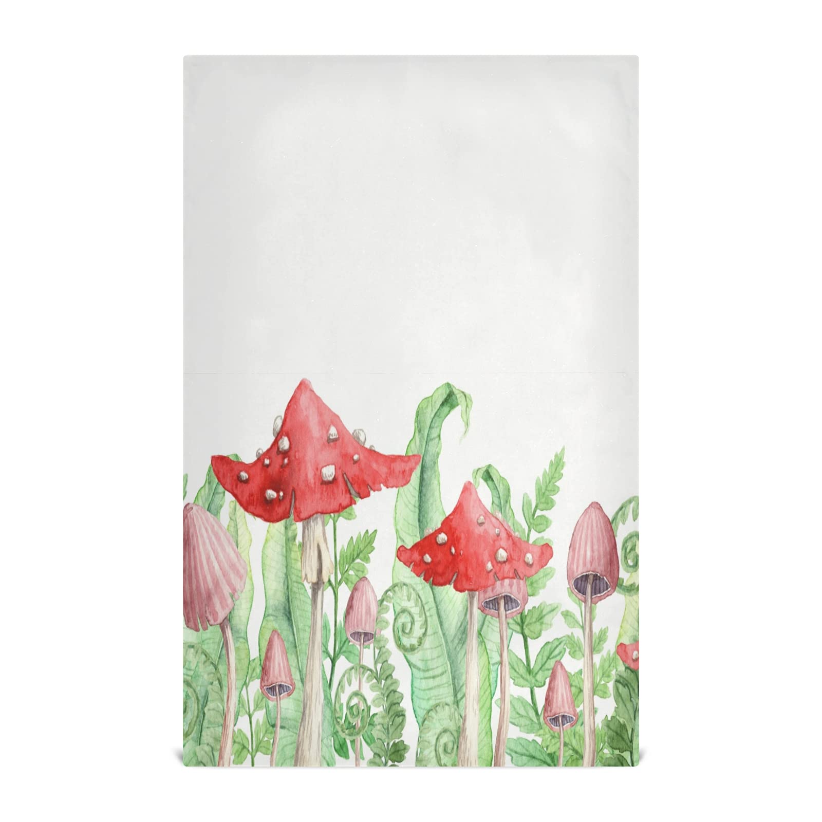Premium Fern & Mushroom Print Bath Towels Set - Soft Absorbent Fast-Drying Kitchen Dishcloths (18