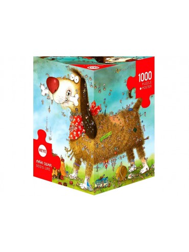 Heye 1000-Piece Triangle Jigsaw Puzzle - Degano's Dogs Life - Fun Family Game Night Activity, Home Decor & Stress Relief for Adults & Kids