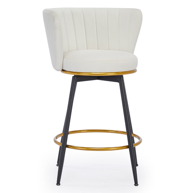 Set of 2 Counter Height Bar Stools - 360° Swivel Upholstered Barstools with Back Support & Sturdy Metal Legs, 26 Inch Seat Height, Soft Velvet Fabric, Gold Footrest - Perfect for Kitchen Islands, Breakfast Bars & Home Bars