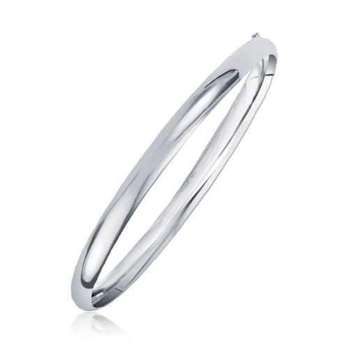 14K White Gold Classic Bangle Bracelet (6.0mm, Size 7) - Elegant Jewelry for Women, Perfect for Weddings, Parties & Everyday Wear