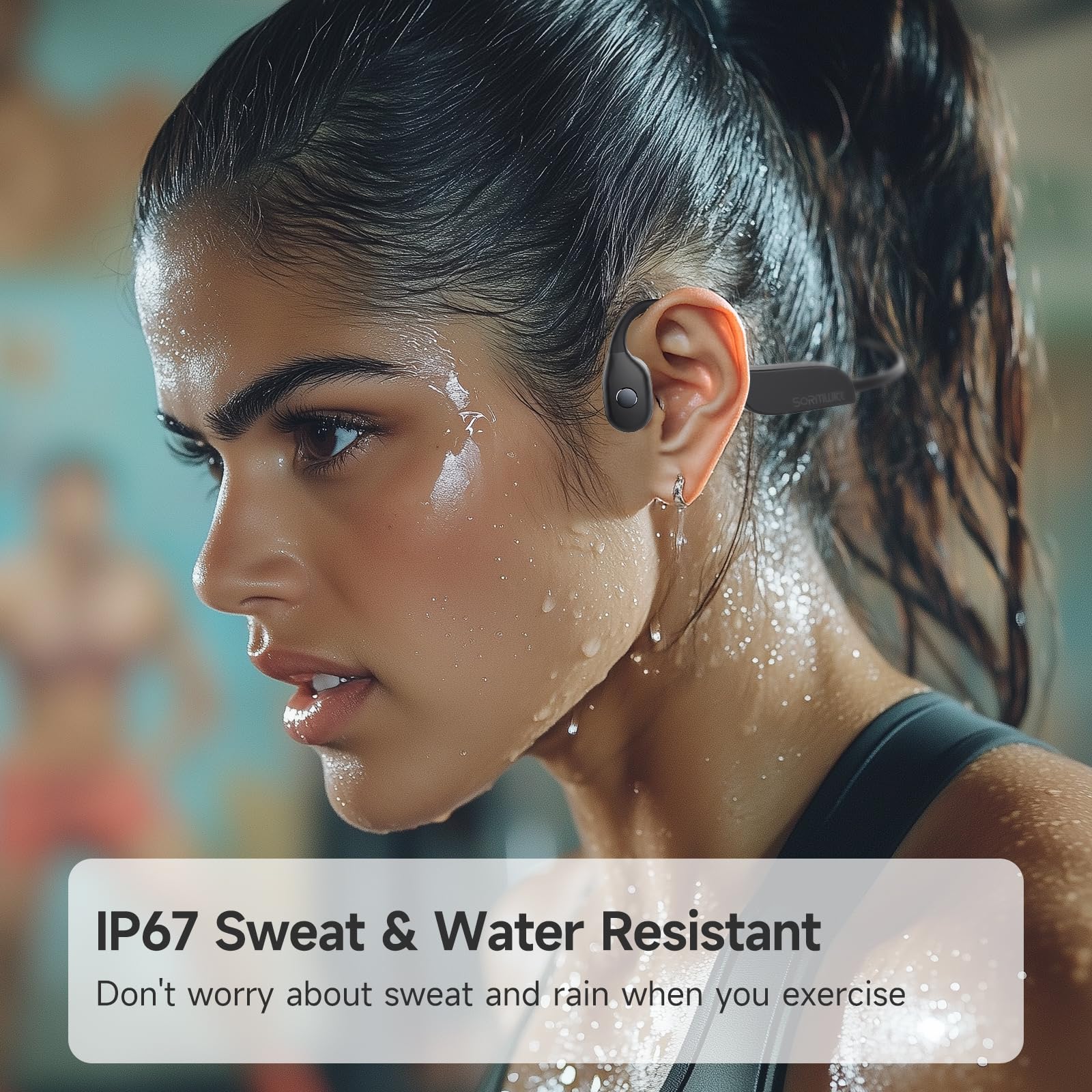 Bluetooth 5.2 Bone Conduction Headphones - Open-Ear Wireless Sport Earphones, IPX67 Waterproof for Running, Cycling, Walking - Perfect for Outdoor Activities, Gym Workouts & Commuting - Black