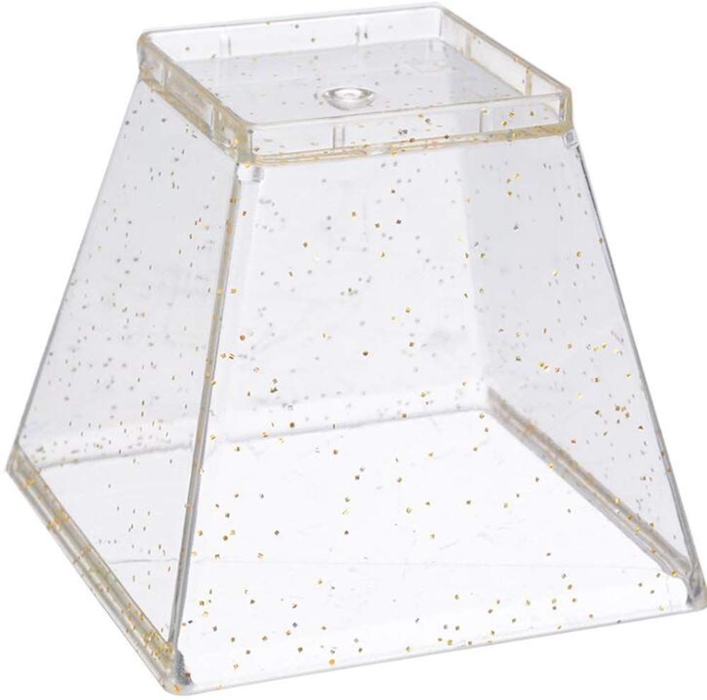 2 Ounce Hexagon Gold Glitter Disposable Plastic Dessert Cups - 50 Pack for Appetizers, Mousse, Cake, Pudding, Party & Restaurant Use - Perfect for Elegant Dessert Serving & Entertaining