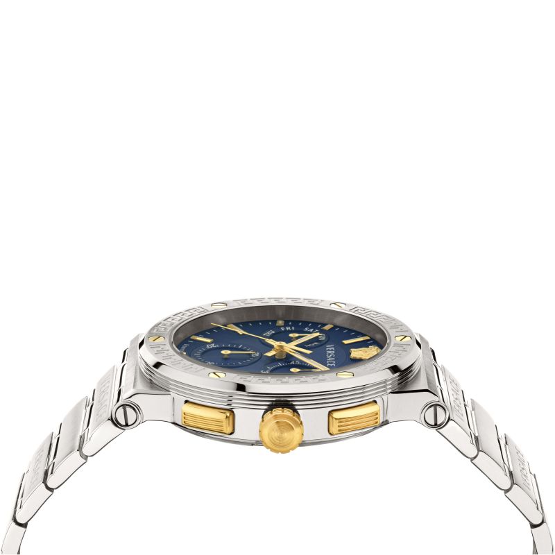 Versace Greca Logo CHR Men's Blue Stainless Steel Watch VEZ900221 - Luxury Dress Watch for Business & Formal Occasions