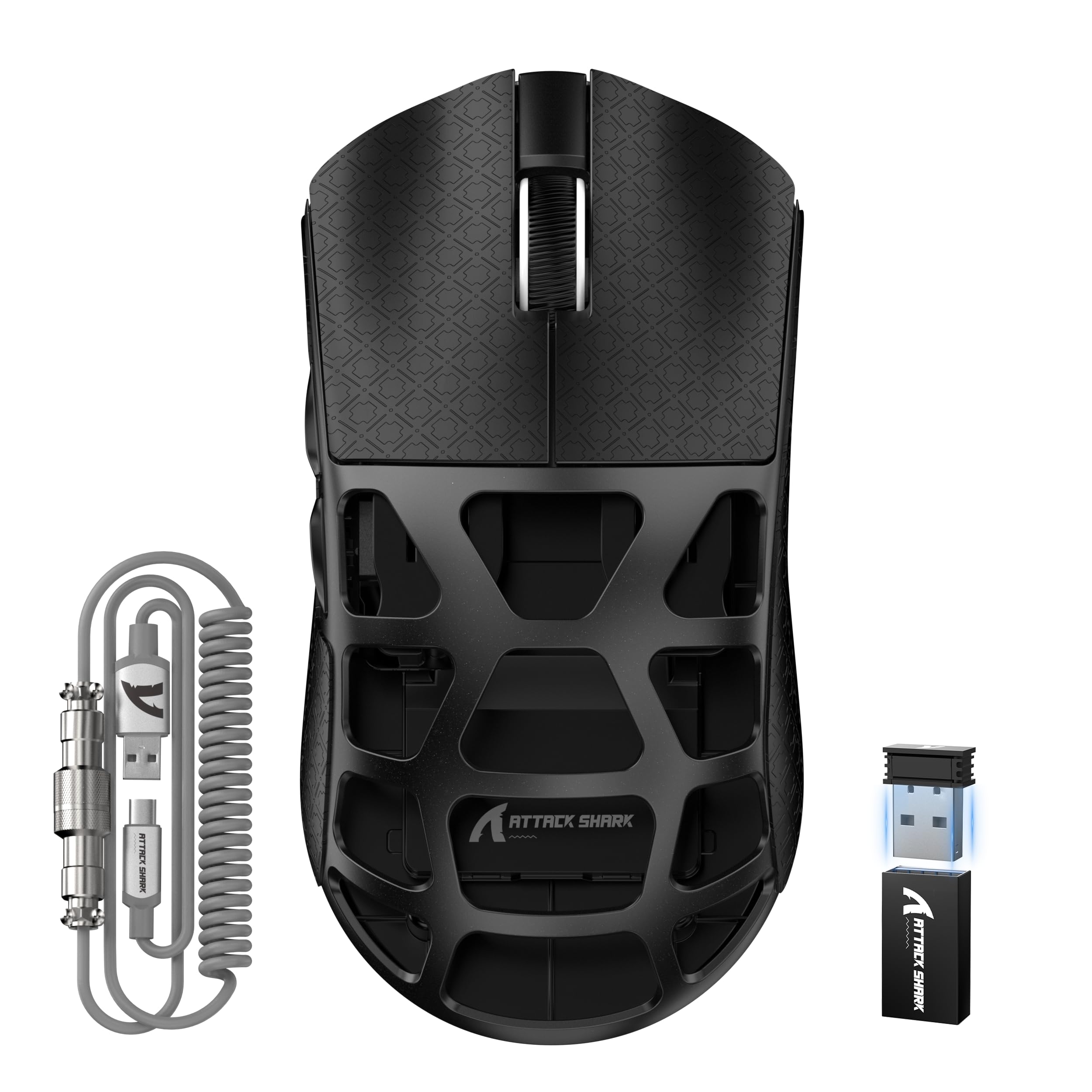 ATTACK SHARK R3PRO 46g Ultra-Light Magnesium Alloy Gaming Mouse - 8000Hz Wireless Polling, 26000DPI, 2.4G/BT/Wired, PixArt PAW3395 Sensor, Programmable Buttons with Coiled Cable for PC & Mac (Black) - Perfect for Esports, FPS Games & Professional Workstations