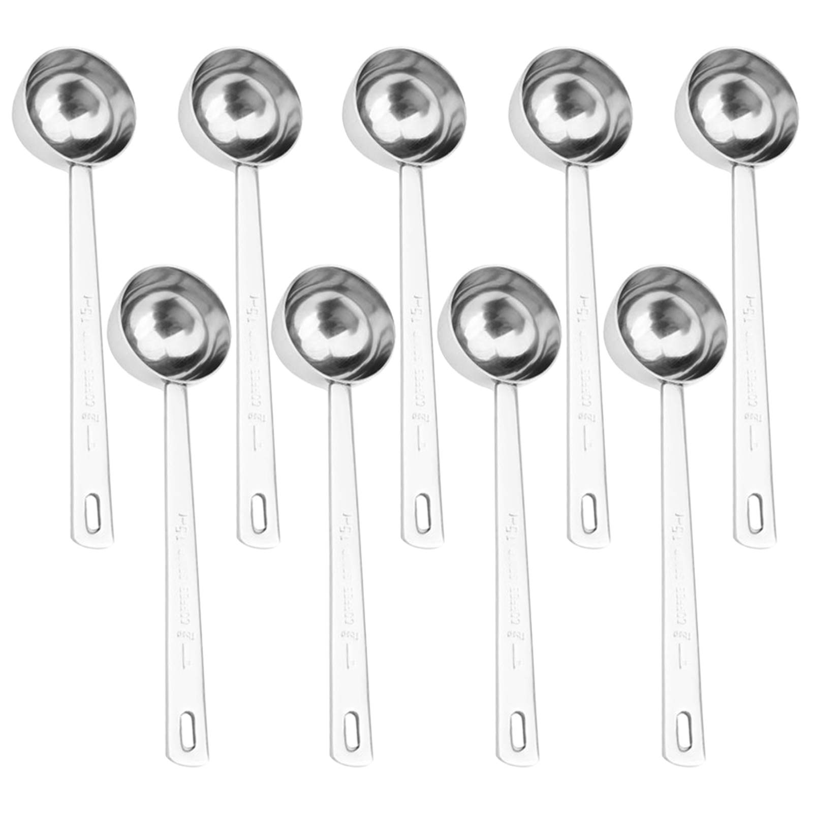 Hedume 9 Pack 304 Stainless Steel Coffee Scoop - 1 Tablespoon Measuring Spoon with Long Handle for Coffee, Milk Powder, Fruit Powder - Perfect for Kitchen, Coffee Shop & Baking