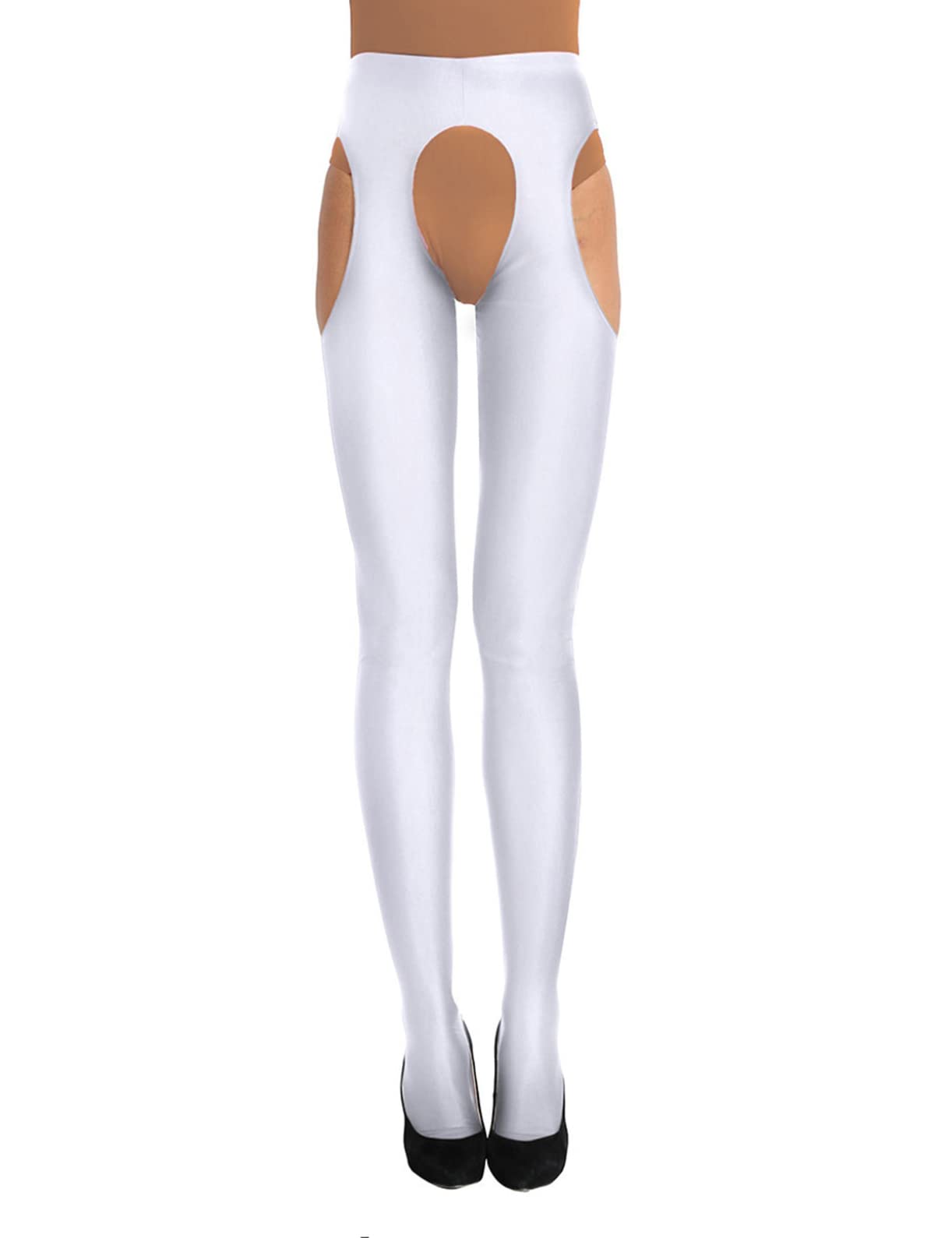 Sexy Crotchless Leggings for Women - Opaque Suspender Trousers & Thigh-High Stockings | Perfect for Lingerie, Role Play & Intimate Occasions