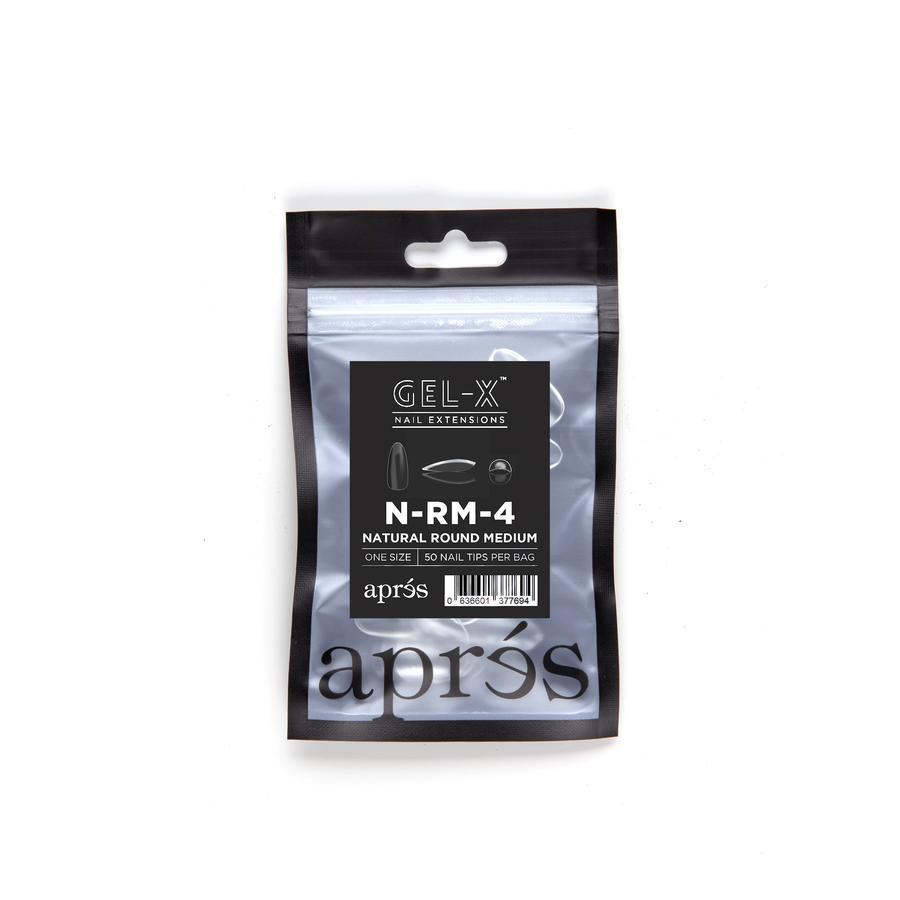 Apres Gel X Refill Bags - Natural Round Medium Size 4 (50 Pcs) | DIY Nail Extension Kit for Salon & Home Manicure | Perfect for Nail Artists & DIY Enthusiasts