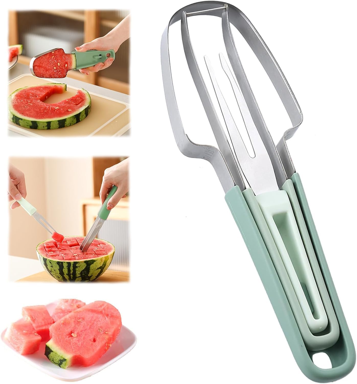 LP&MA 3-in-1 Watermelon Tool Set - Stainless Steel Popsicle Maker, Melon Baller & Slicer with Fork - Perfect for Summer BBQs, Picnics & Fruit Parties