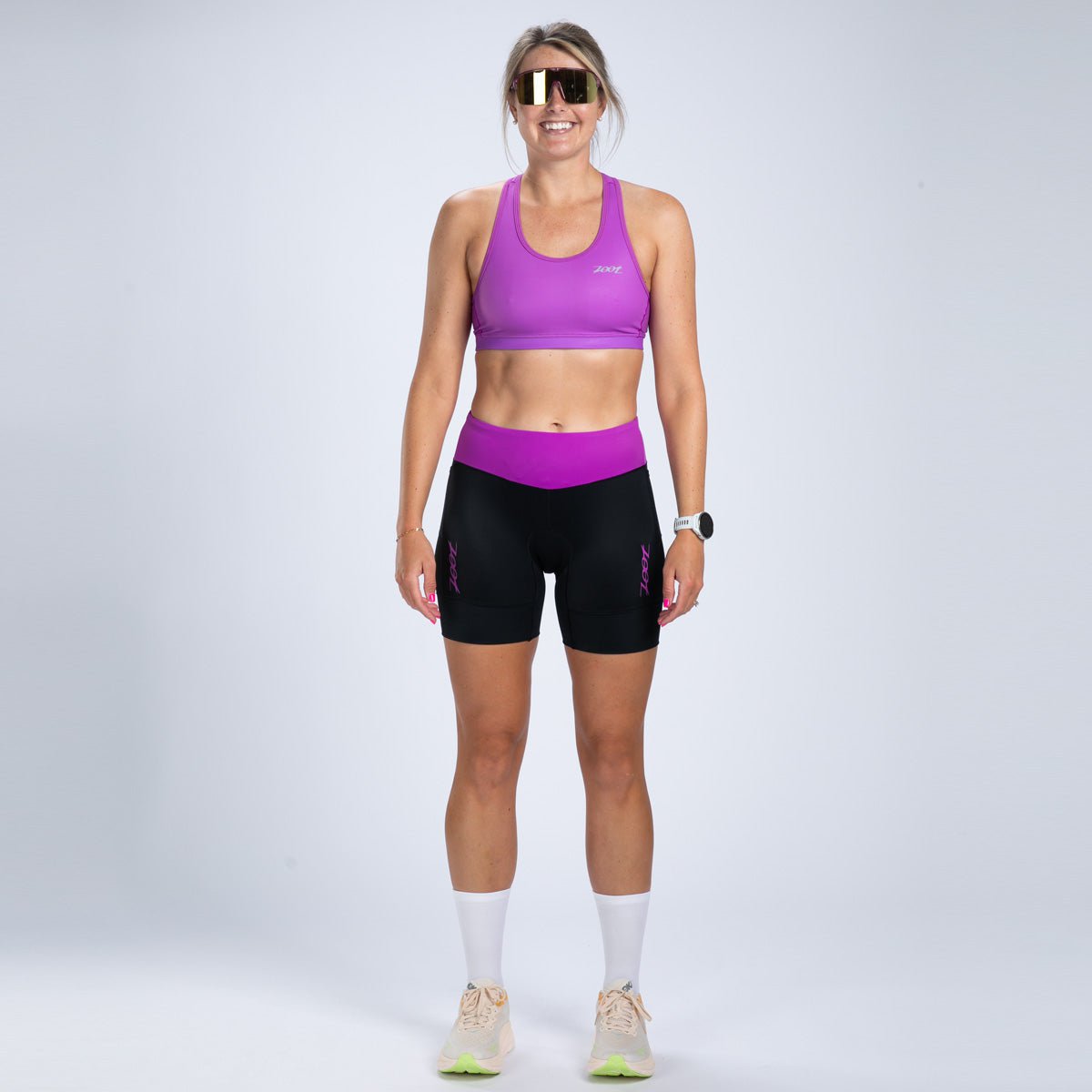 Women's Core Tri 6 Running Shorts - Deep Purple - High Waist Athletic Shorts for Running, Yoga & Gym Workouts
