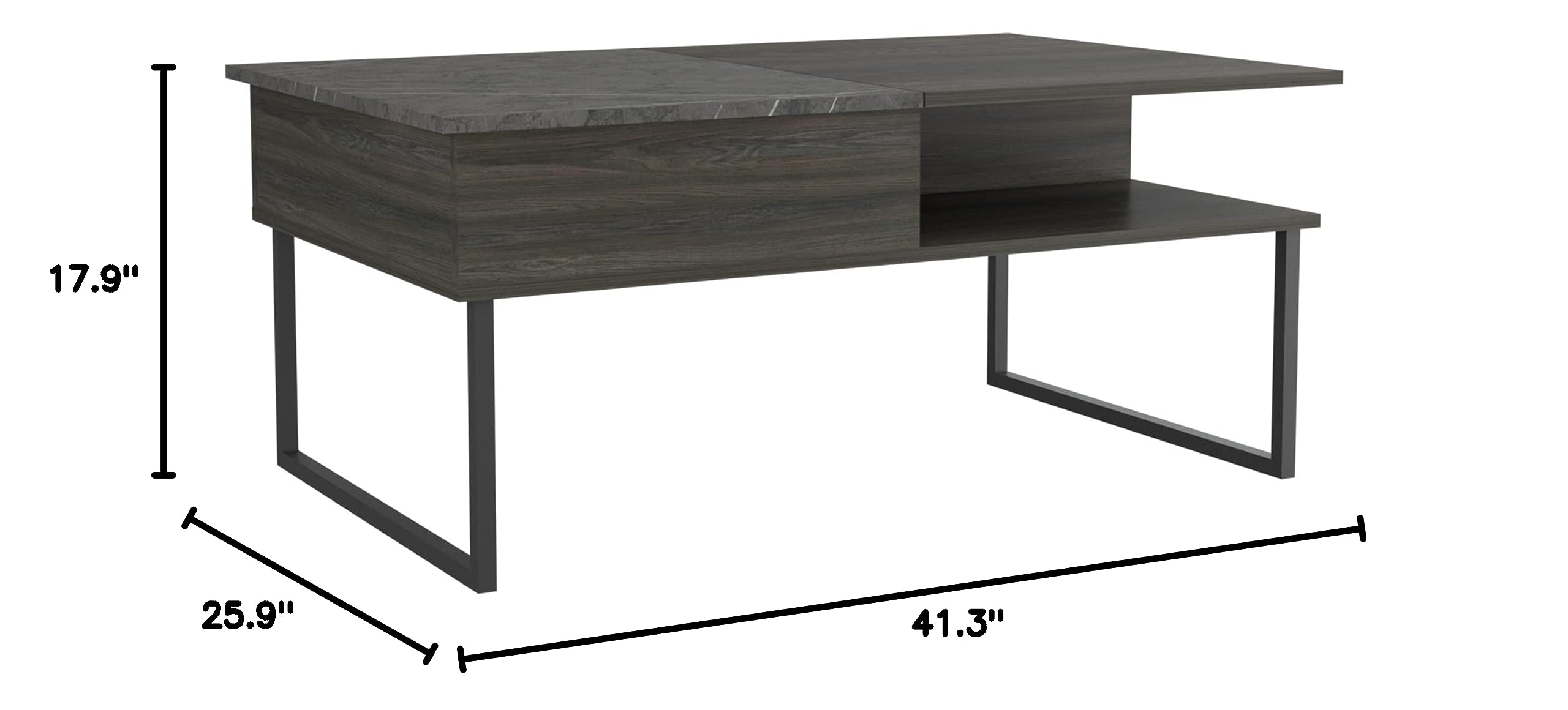 Lift Top Coffee Table with Storage - Espresso & Onyx Finish - Modern Living Room Furniture for Small Spaces - Perfect for Apartments, Studios & Home Offices