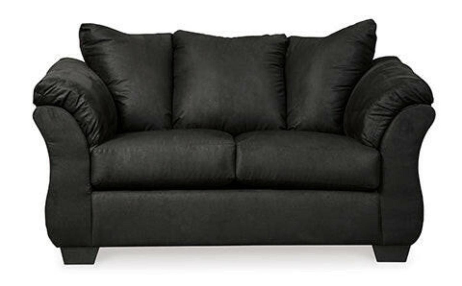 75008 Darcy Black Sofa Loveseat - Modern 2-Seater Couch for Living Room, Apartment, Office - Comfortable Upholstered Furniture for Small Spaces