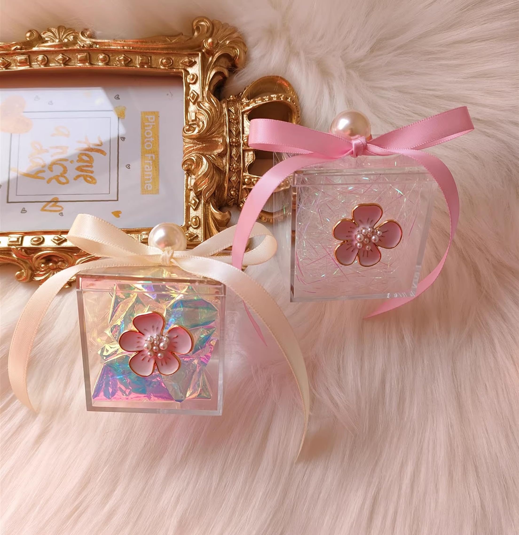 Clear Acrylic Box with Lid - Small Square Transparent Storage Container for Candy, Jewelry, Cookies, Macarons | Perfect for Easter Party Decorations, Cake Display & Home Organization