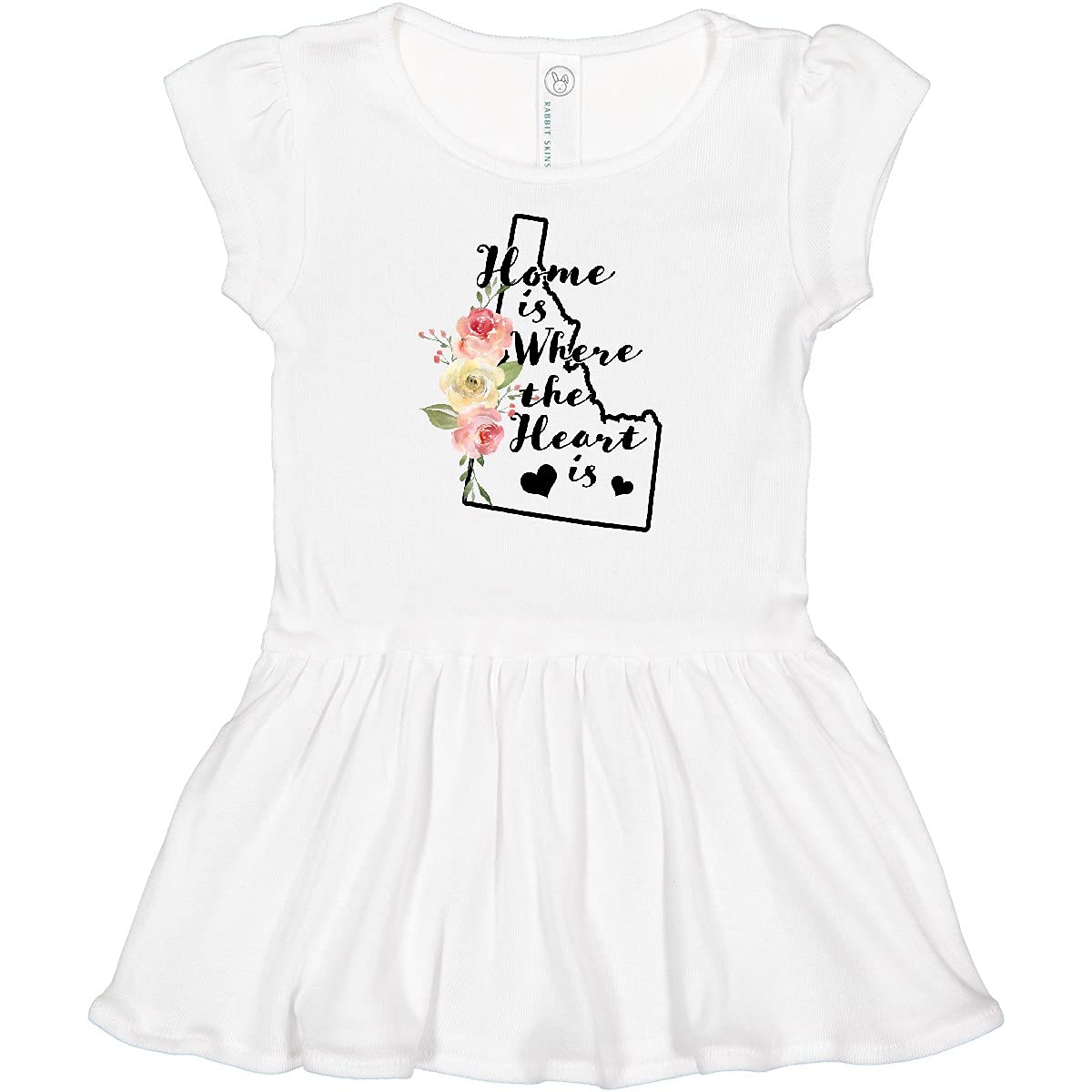 Inktastic Idaho Home is Where The Heart is Watercolor Floral Baby Dress - Cute Outfit for Newborn Girls, Photo Shoots & Special Occasions