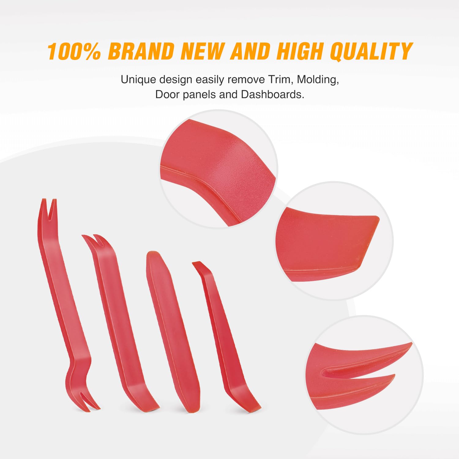 GOOACC 4PCS Auto Trim Removal Tool Kit - No Scratch Car Audio Dash Window Molding Removal Set (Red) | Perfect for Car Stereo Installation, Door Panel Repair & Interior Detailing