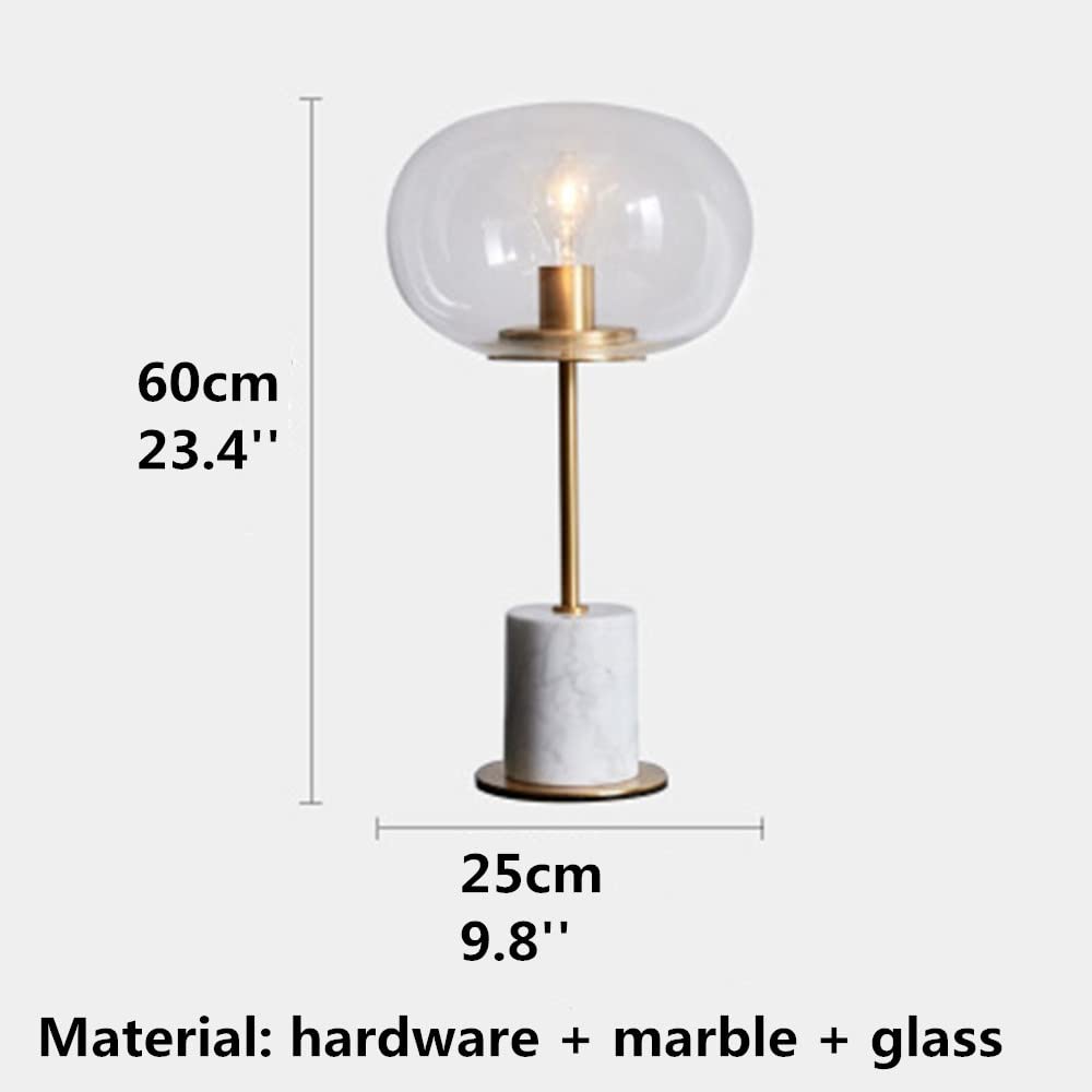 Luxury Black Postmodern Marble Glass Table Lamp - E26/E27 Base Bedside Lamp for Bedroom, Living Room & Study - Elegant Desk Lighting for Home Office & Nightstand Decor
