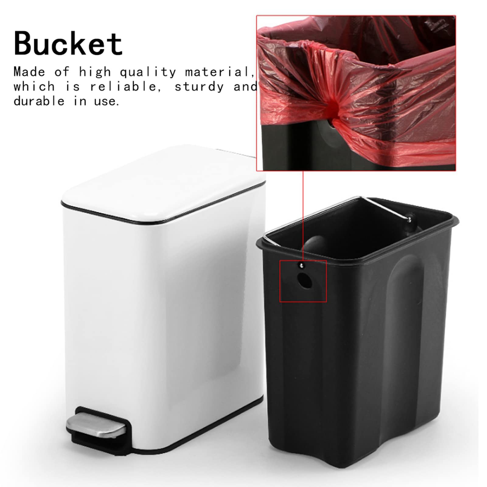 ENZZ Eco-Friendly Plastic Step Trash Can with Foot Pedal - 13 Gallon Kitchen & Bedroom Waste Bin for Home, Office & Hotel Use