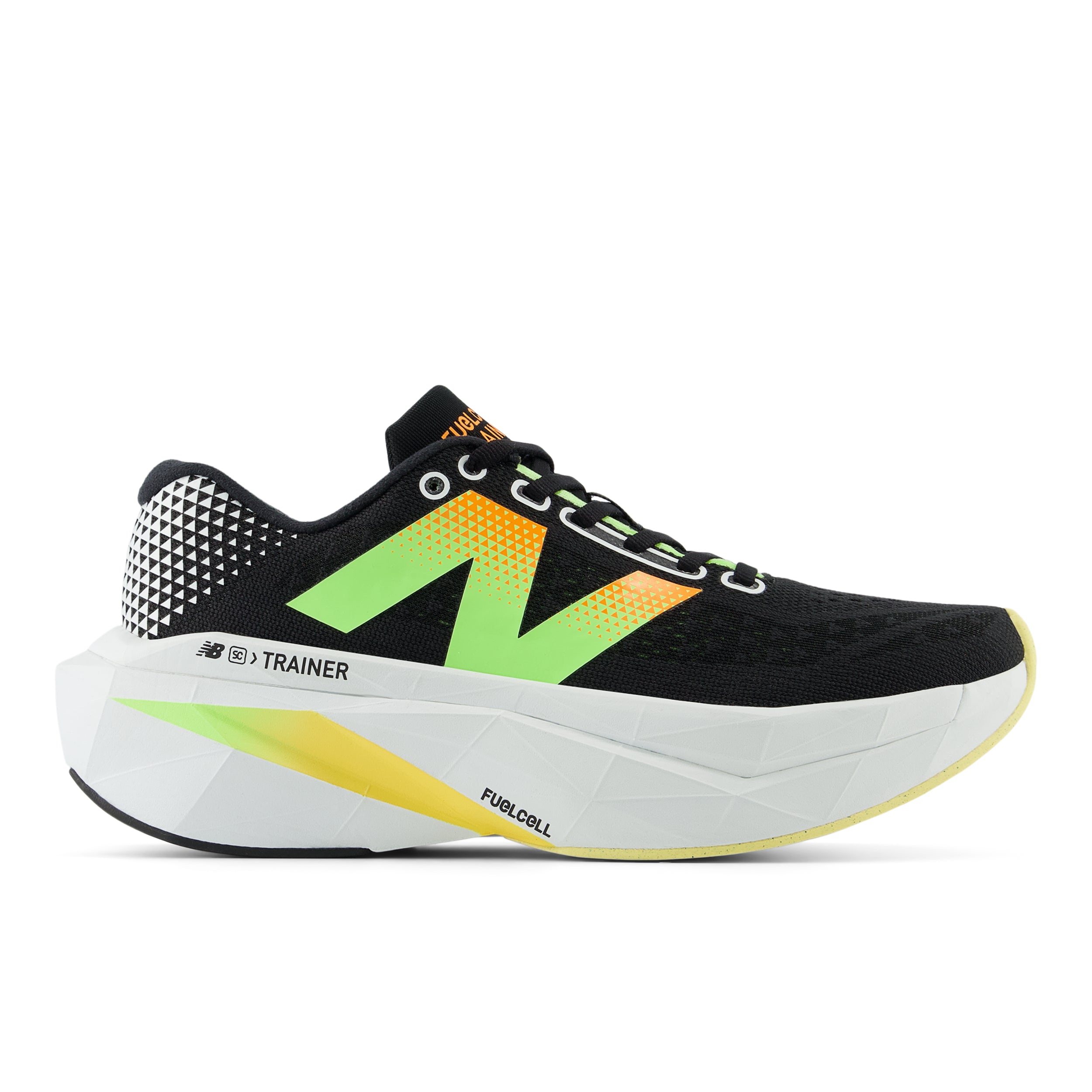Women's FuelCell SuperComp Trainer v3 Running Shoes - Lightweight & Cushioned for Training (Black/Phantom/Bleached Lime Glo/White Peach) | Perfect for Marathon Training, Gym Workouts & Daily Jogging