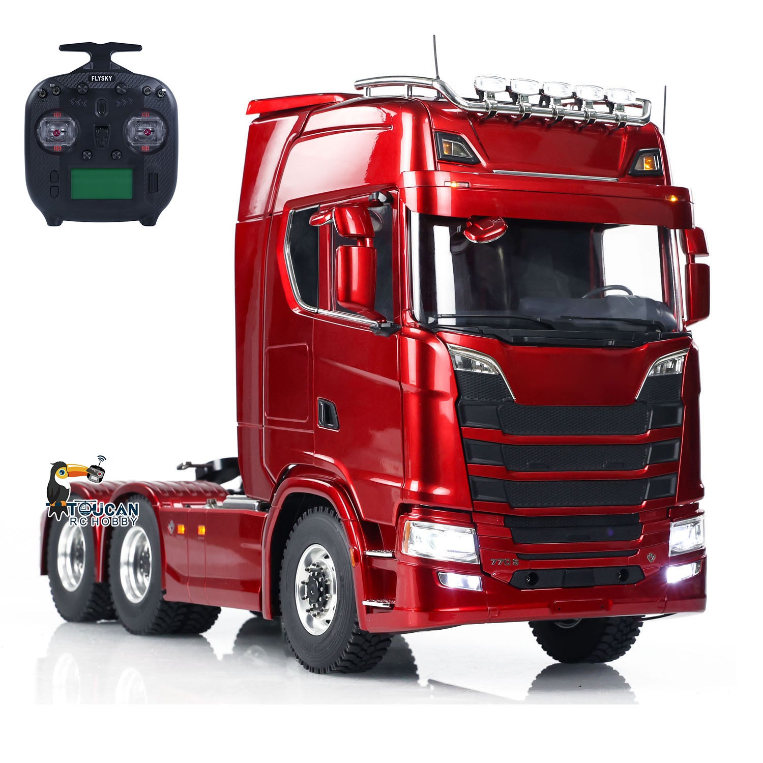 1/14 Scale RC Tractor Truck - 6x6 Remote Control Car with Metal Chassis & 2-Speed Transmission | Pre-Assembled & Painted | FlySky ST8 Radio System | Off-Road Adventure, Construction Site Play, Collector's Display