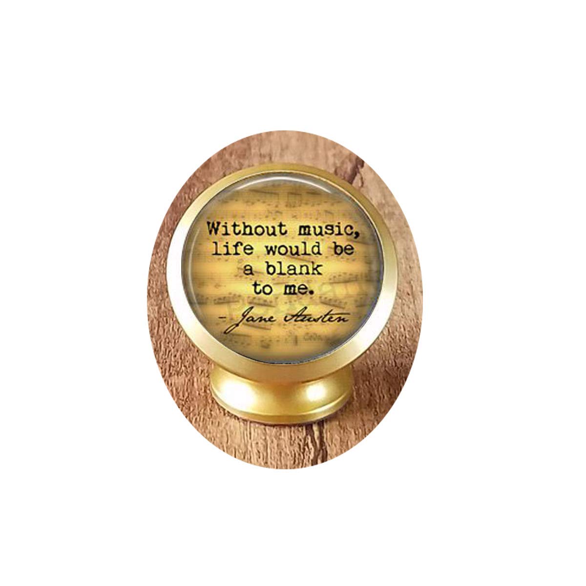 Jane Austen 'Emma' Quote Pocket Watch Necklace - 'Without Music, Life Would Be a Blank to Me' - Vintage Music Lover Gift for Women - Gothic Jewelry & Keychain - Perfect for Musicians, Book Lovers & Romantic Gifts - Great for Concerts, Anniversaries and Special Occasions