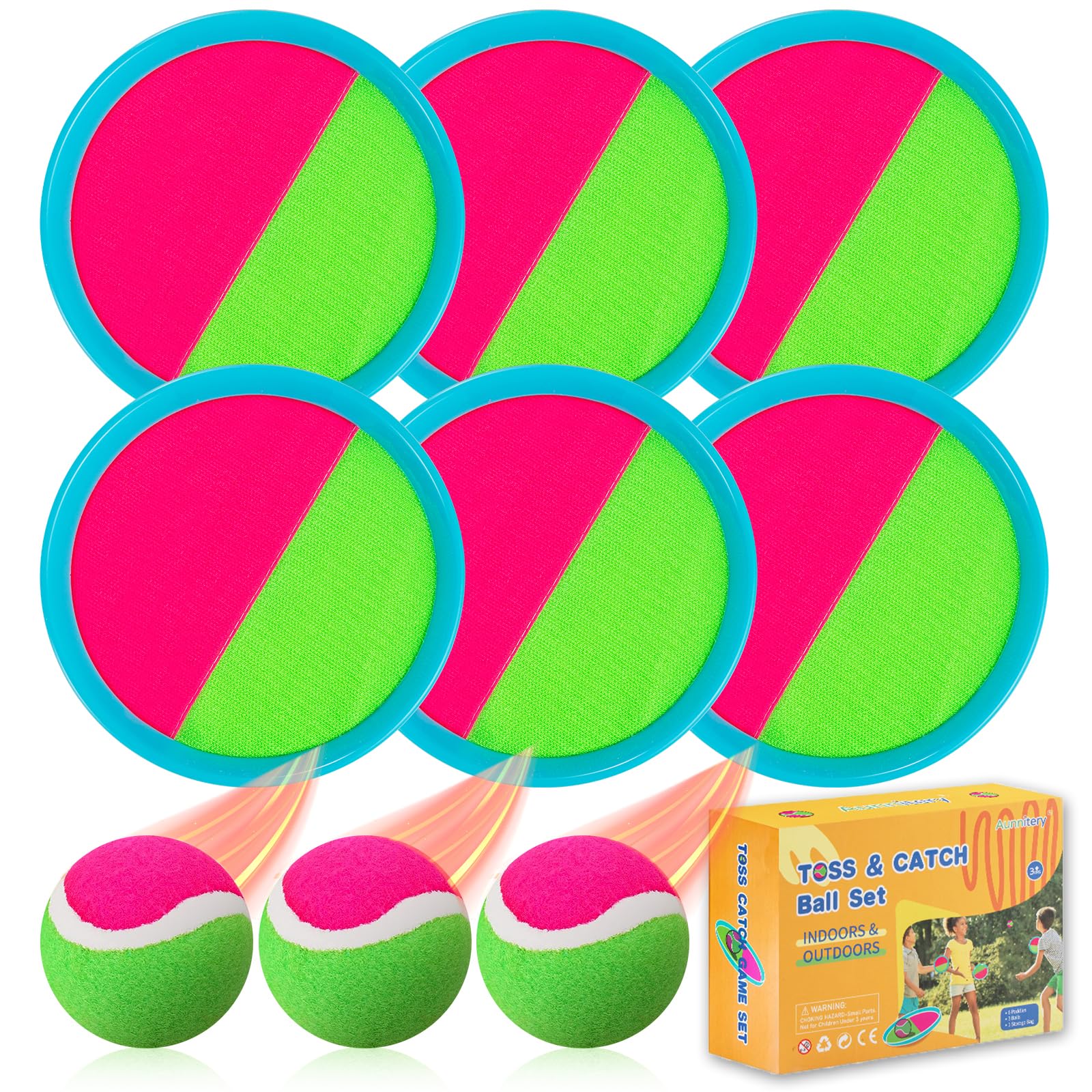 **Beach Toys for Kids & Adults - 6 Paddles & 3 Balls Sand Play Set, Outdoor Yard Games for Ages 4-8, Perfect for Beach, Pool, Backyard, Picnics & Easter Gifts**