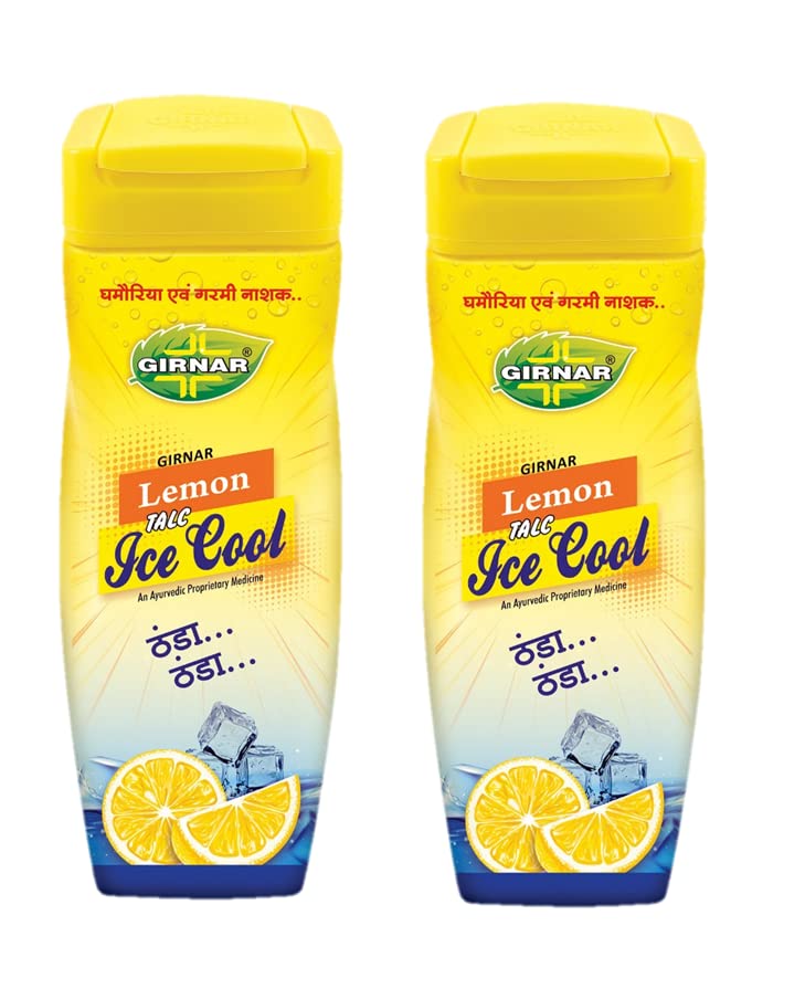 LEMON TALC ICE COOL 300GM - Pack of 2 | Refreshing Body Powder for Summer & Gym | Keeps You Cool & Fresh All Day