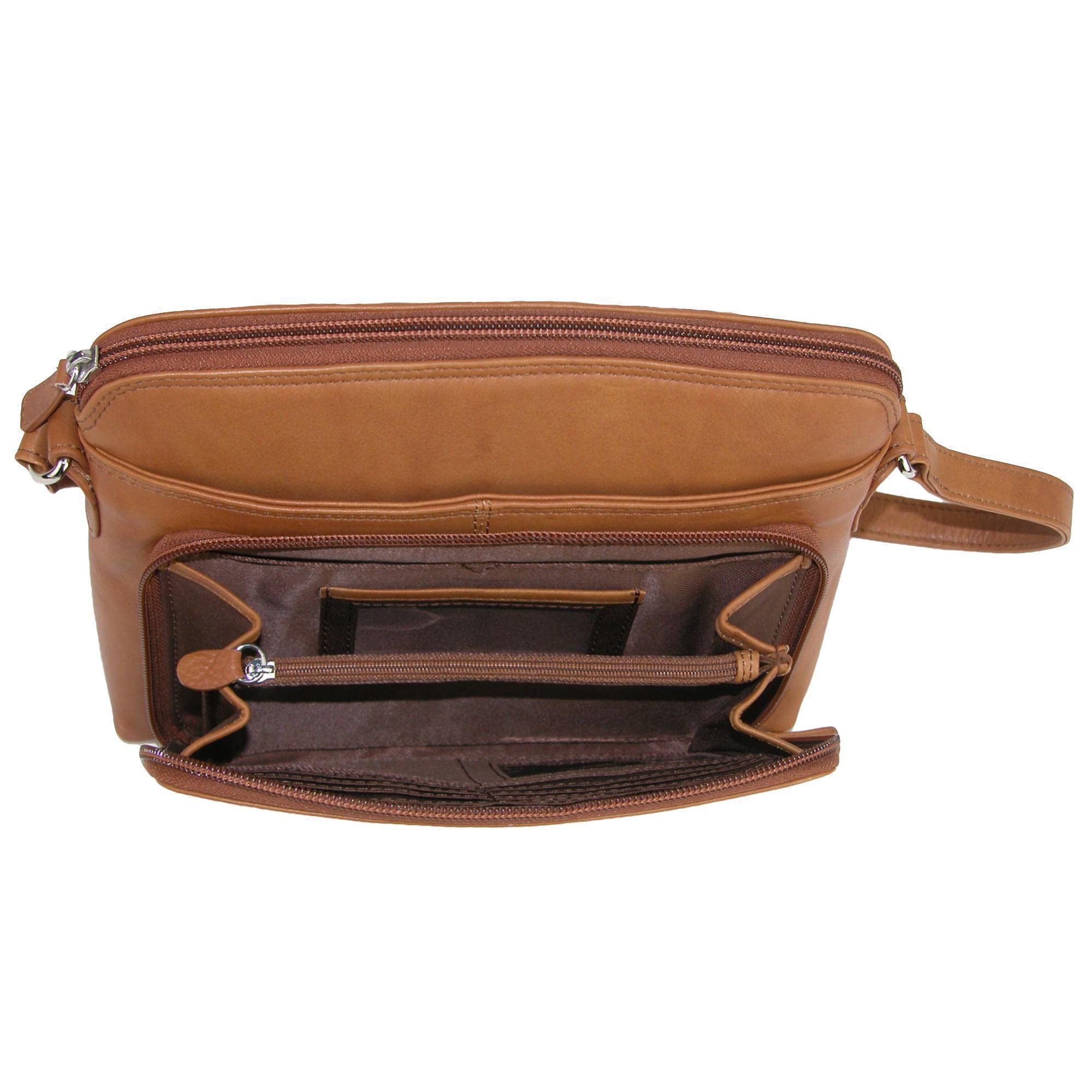 CTM® Women's Genuine Leather Shoulder Bag Purse with Side Organizer Pockets - Stylish Crossbody Handbag for Work, Travel & Everyday Use