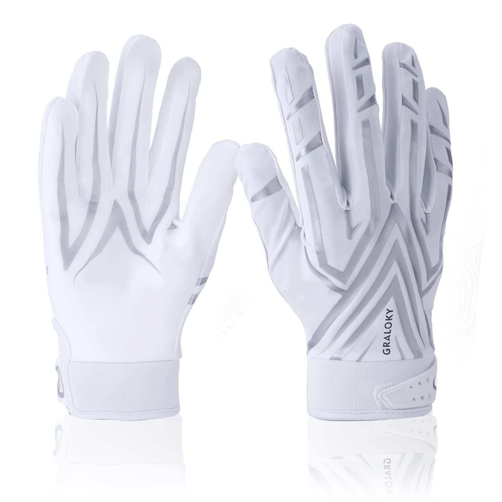 Best Football Gloves for Men, Women & Youth - Ultra Sticky Silicone Palm Grip Receiver Gloves for Enhanced Performance (White) - Perfect for Training, Games & Competitive Play