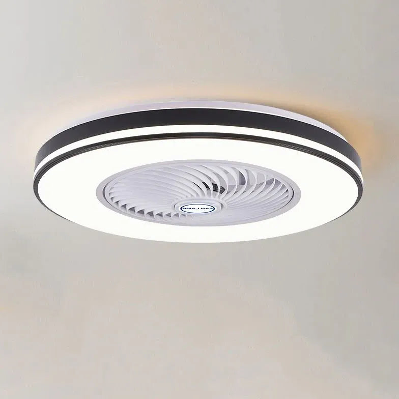 Dual Tone Round Ceiling Fan with LED Light - Modern Indoor/Outdoor Cooling for Living Room, Bedroom, Patio