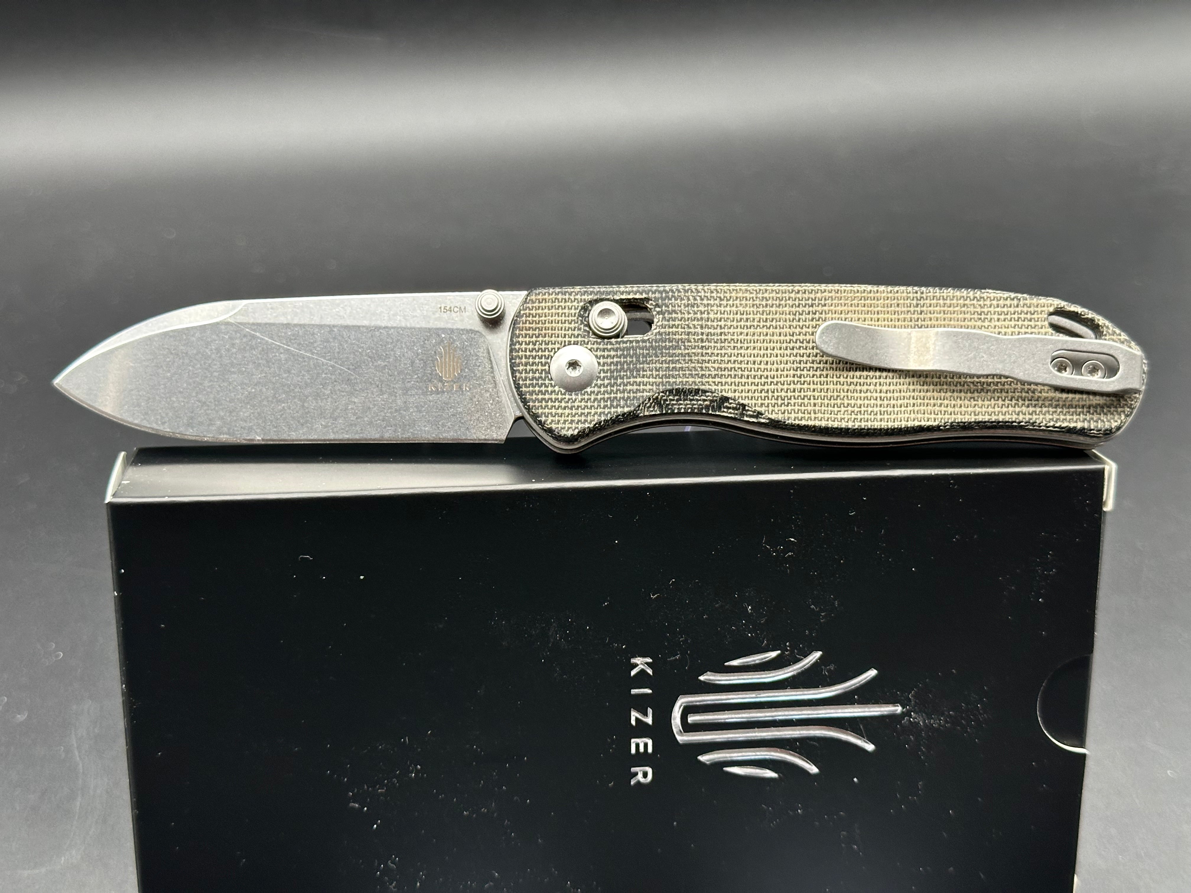 Kizer Drop Bear Folding Knife - Black Micarta Handle, Clutch Lock EDC Pocket Knife for Outdoor Camping, Hiking & Everyday Carry