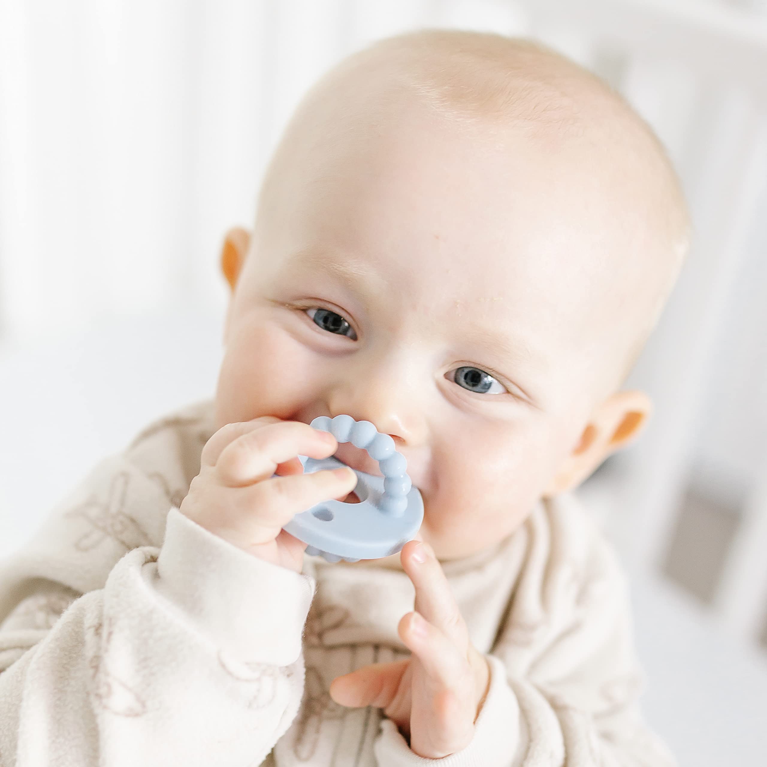 Ryan and Rose Cutie Bit Teether - Soothing Baby Teething Toy for Infants & Toddlers (Blue) | Perfect for On-the-Go Relief & Gentle Gum Massage