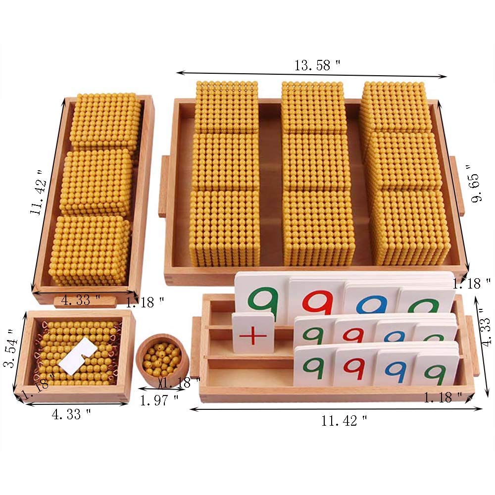 Montessori Golden Beads Math Materials - Decimal System Bank Game, Mathematics Teaching Aids for Preschool & Early Education | Perfect for Homeschooling, Classroom Learning & Montessori Math Activities