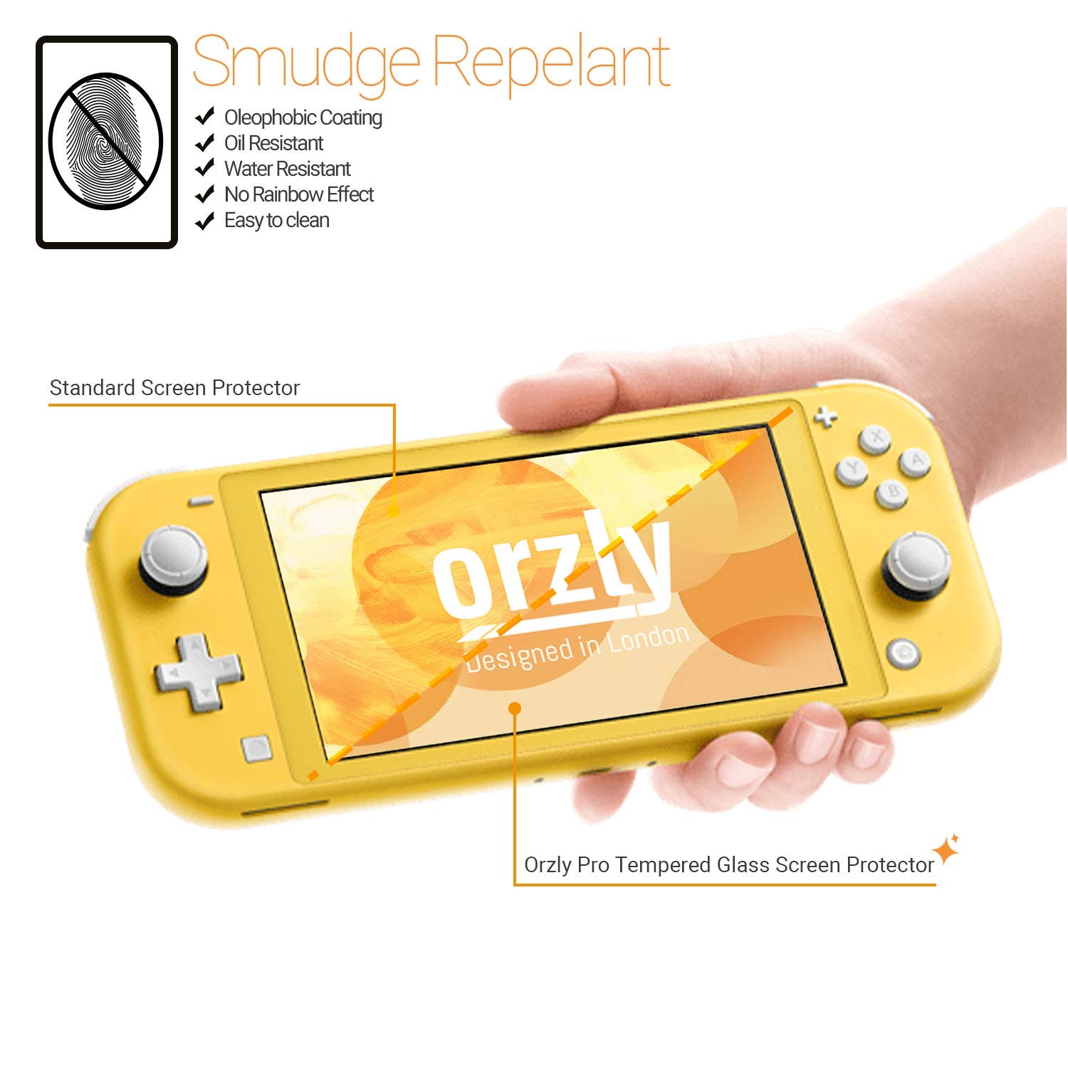 Orzly Tempered Glass Screen Protector for Nintendo Switch Lite (2019 Model) - 4 Pack Anti-Scratch, Bubble-Free, Easy Installation - Perfect for Gaming Protection & Travel Use