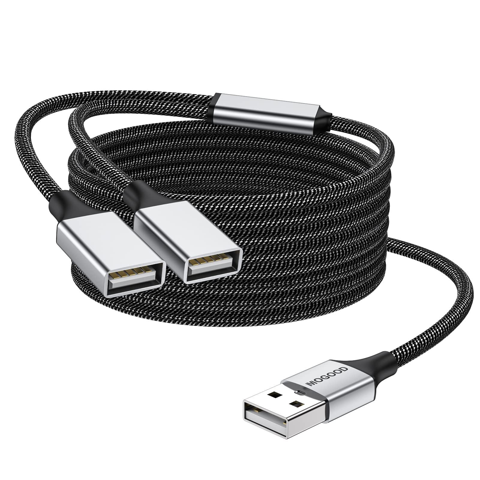 MOGOOD USB 2.0 Splitter 1 Male to 2 Female Adapter - Dual USB Port Extender Hub for Charging & Data Transfer - Compatible with Laptop, MacBook, PC, Car Charger - Perfect for Office, Travel & Home Use