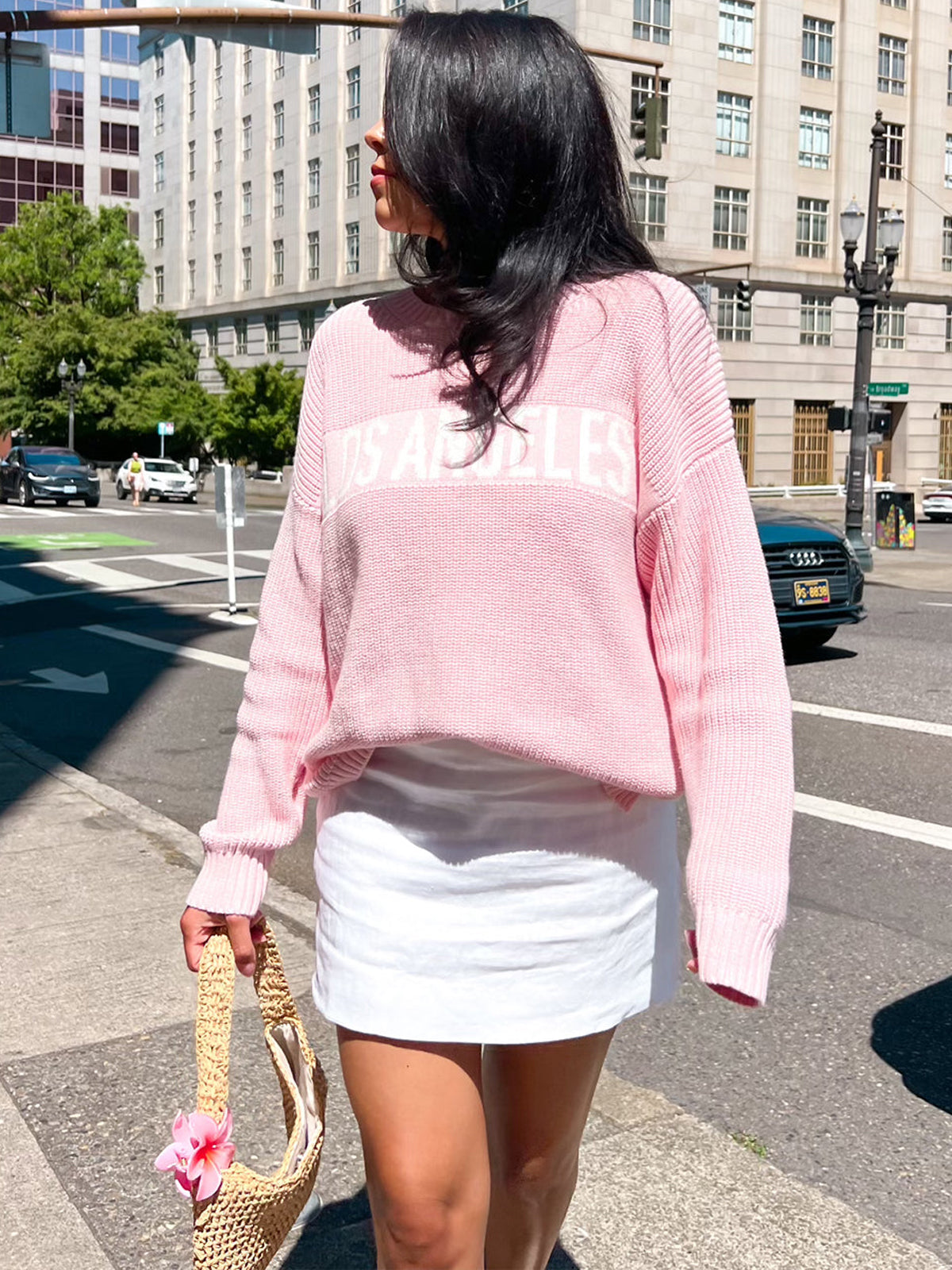 Los Angeles Crewneck Shaker Stitch Sweater - Soft Knit Pullover for Men & Women | Perfect for Casual Wear, Fall & Winter Fashion