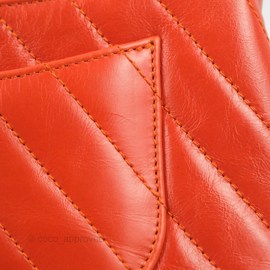 Chanel Chevron Small Coco Handle Bag in Dark Orange Shiny Aged Calfskin with Aged Gold Hardware - Perfect for Evening Events & Luxury Fashion Accessories
