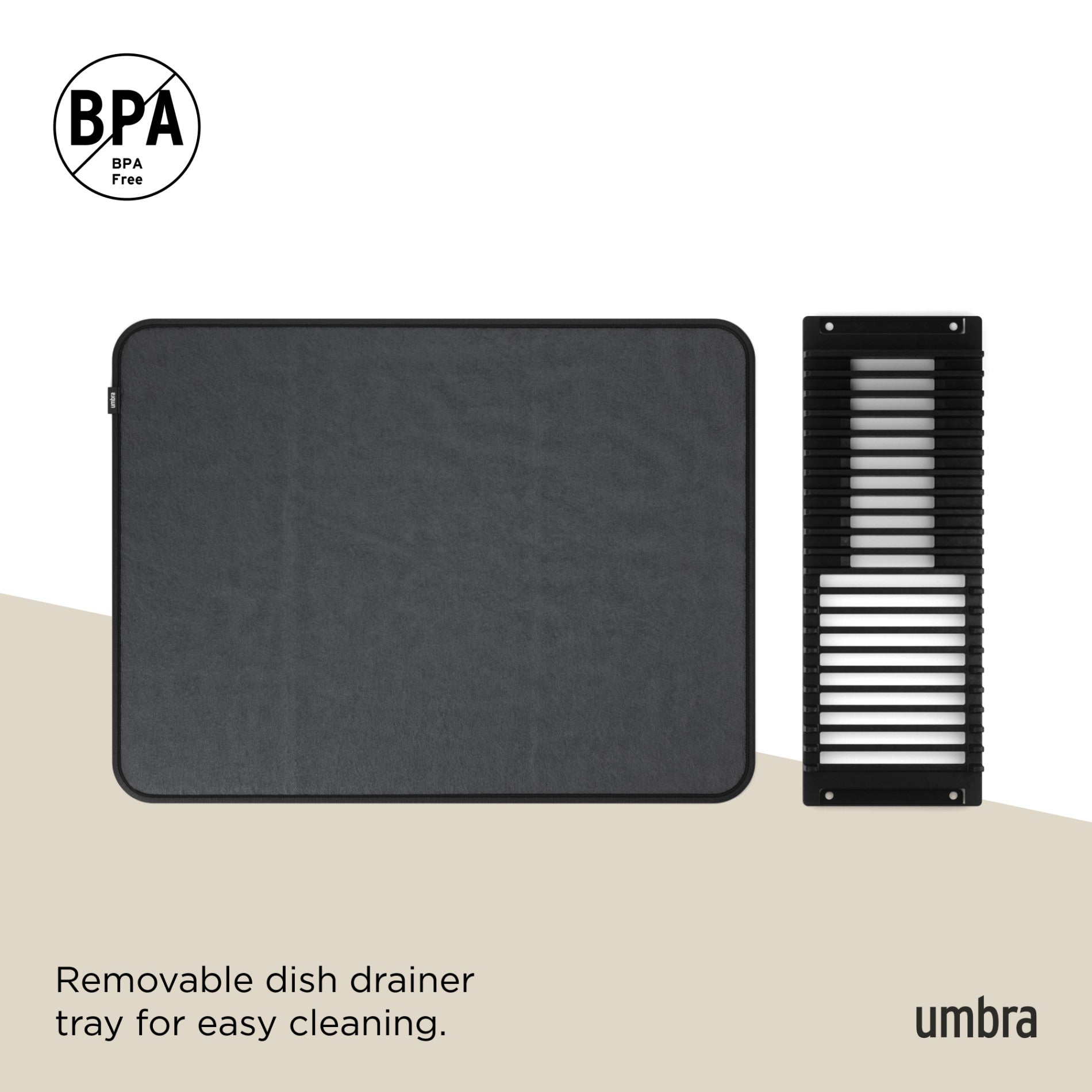 UDry Premium Dish Drying Rack with Absorbent Mat - Space Saving Kitchen Organizer for Countertop, Sink & Small Spaces