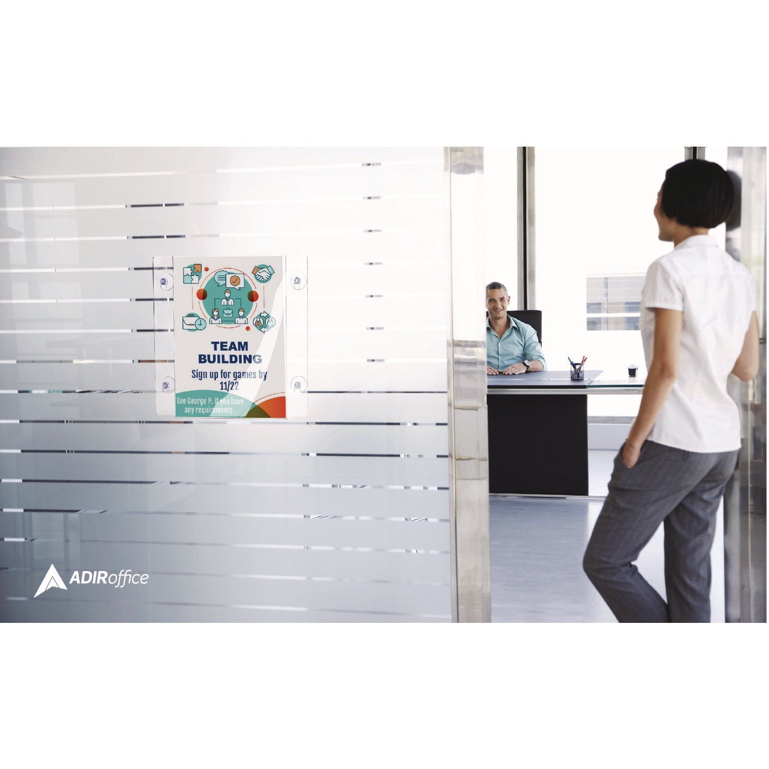 AdirOffice Clear Suction Acrylic Window Sign Holder - 8