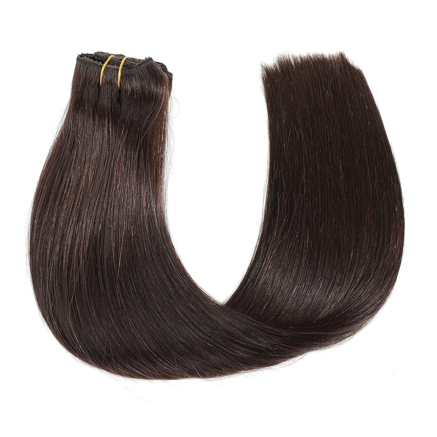 Majik Straight 24-Inch Dark Brown Human Hair Extensions with 5 Clips - 100g Natural Look & Feel for Women & Girls - Perfect for Daily Wear, Parties & Special Occasions