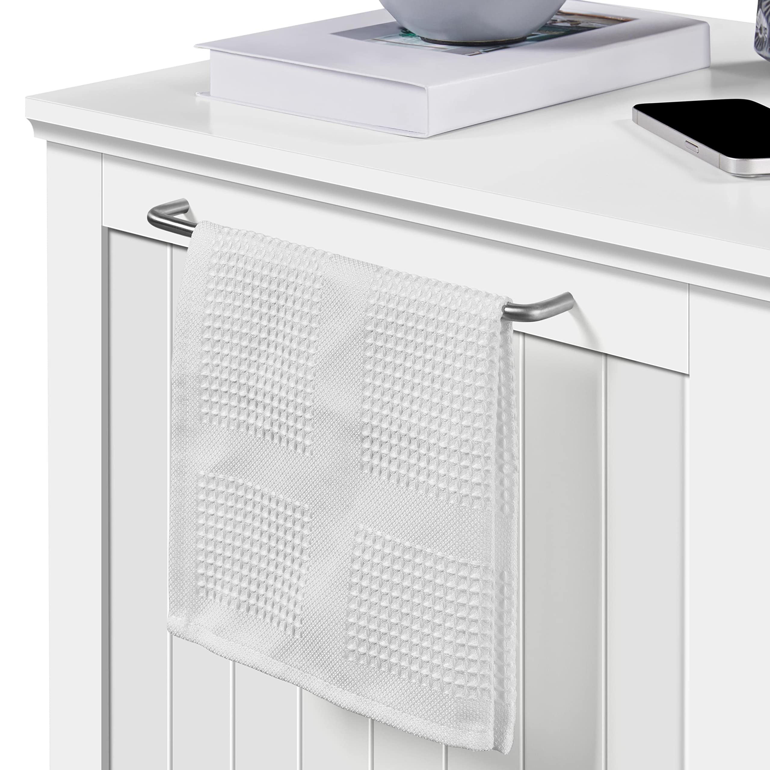 Yaheetech Wooden Cat Litter Box Enclosure Furniture with Towel Bar - Hidden Litter Box Cabinet, Dog Proof Indoor Cat House & Side End Table in White - Perfect for Small Spaces & Pet-Friendly Home Decor