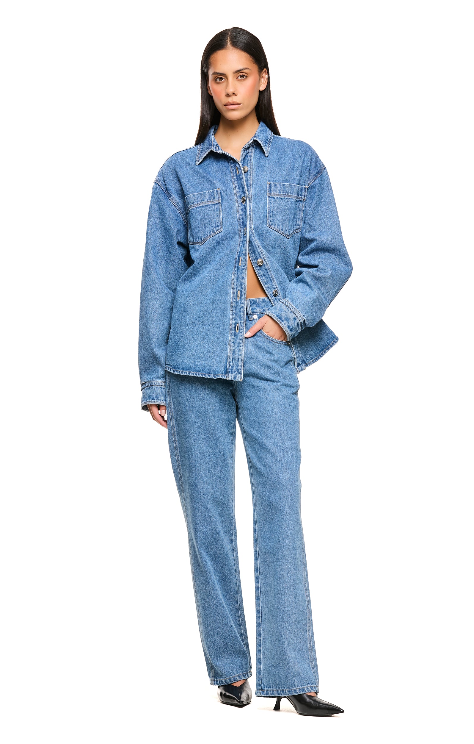 The Hendrix Mid Blue Shirt for Men - Stylish Casual Button-Up Shirt for Everyday Wear, Office & Outdoor Activities