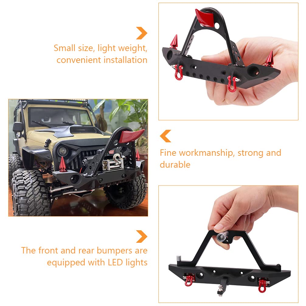 Universal CNC Metal Front & Rear Bumper for RC Cars - Durable Remote Control Car Accessory for Off-Road Racing, Crawling & Bashing - 1 Set Beam Bumper with Enhanced Protection