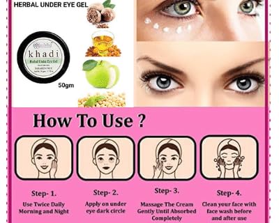 Khadi Rishikesh Under Eye Cream Gel - Dark Circle Reduction with Olive Oil & Aloe Vera - Reduces Puffiness & Fine Lines - 50g Unisex (Free Rumal) - Perfect for Night Care & Travel Skincare Routine