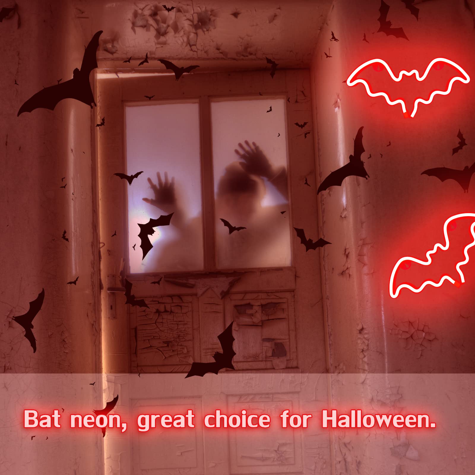 Halloween Bat Neon Sign - LED Wall Decor for Halloween Party, Bar & Room | Battery/USB Powered Bat Shape Lamp | Spooky Kids Bedroom & Outdoor Décor