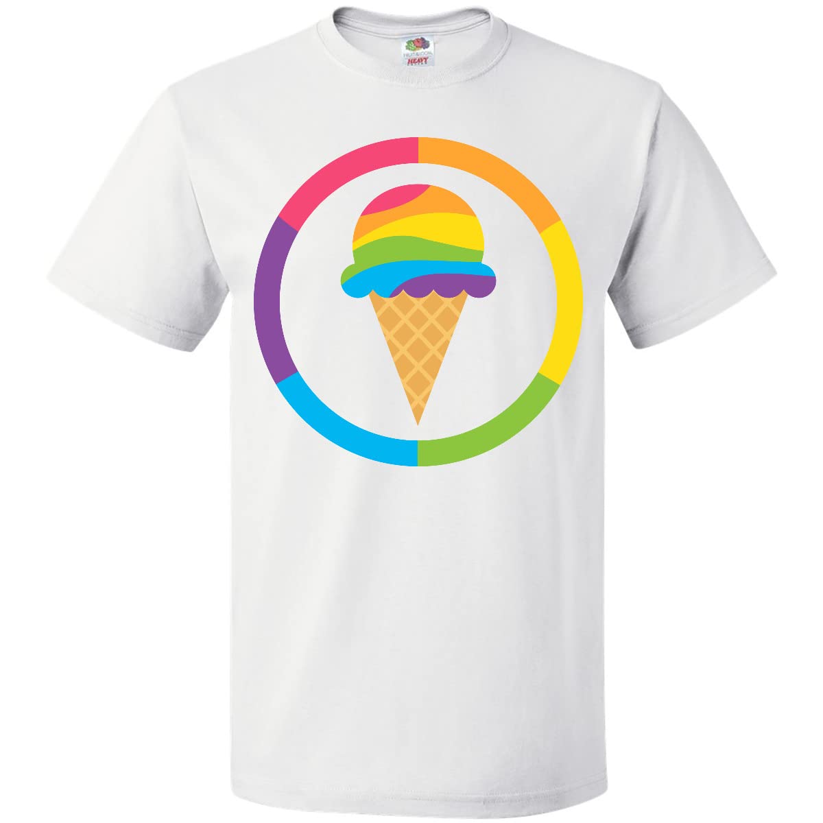 Inktastic Rainbow Ice Cream Graphic Adult T-Shirt | Fun Summer Casual Tee for Ice Cream Lovers | Perfect for Beach Outings, Parties & Everyday Wear