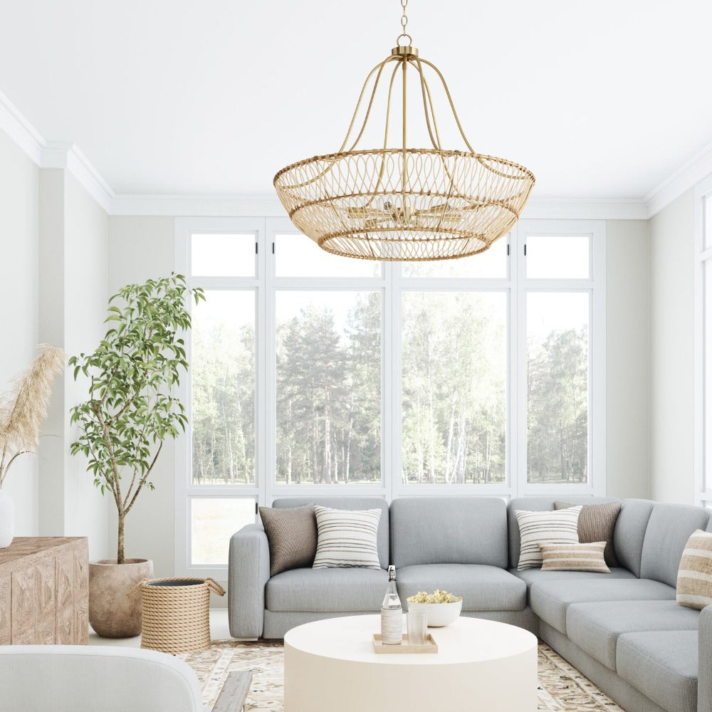 Saven 6-Light Modern Chandelier - Elegant Crystal Ceiling Light Fixture for Dining Room, Living Room & Bedroom | Perfect for Home Decor & Wedding Venue Lighting