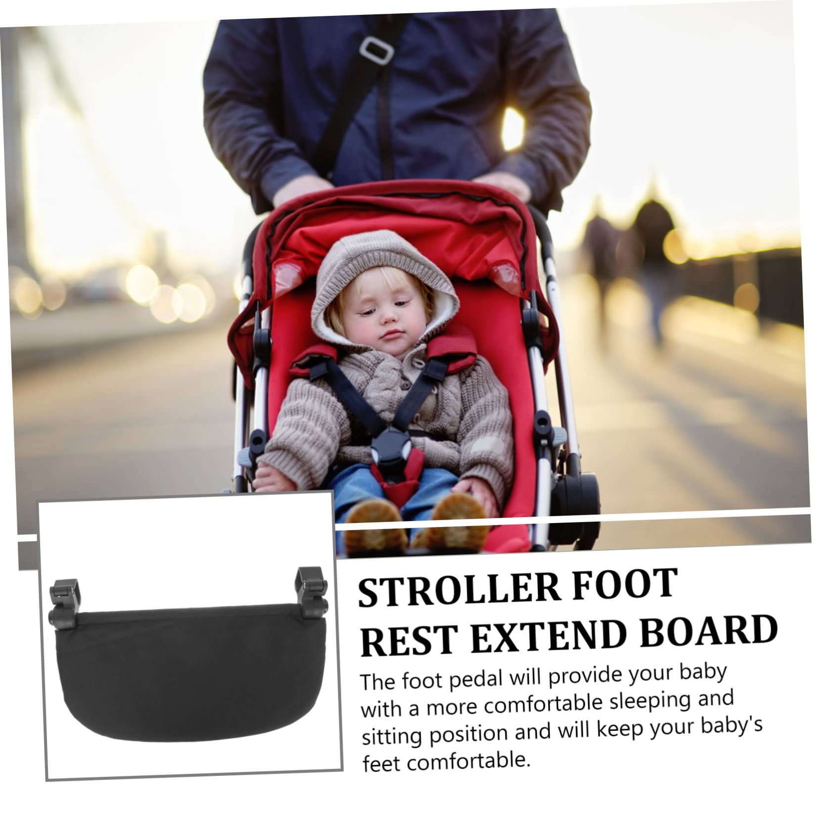 Wakauto 4pcs Stroller Foot Rest - Black Plastic Pedal Pushchair Accessories for Baby Strollers & Prams - Perfect for Walking, Shopping & Traveling with Kids
