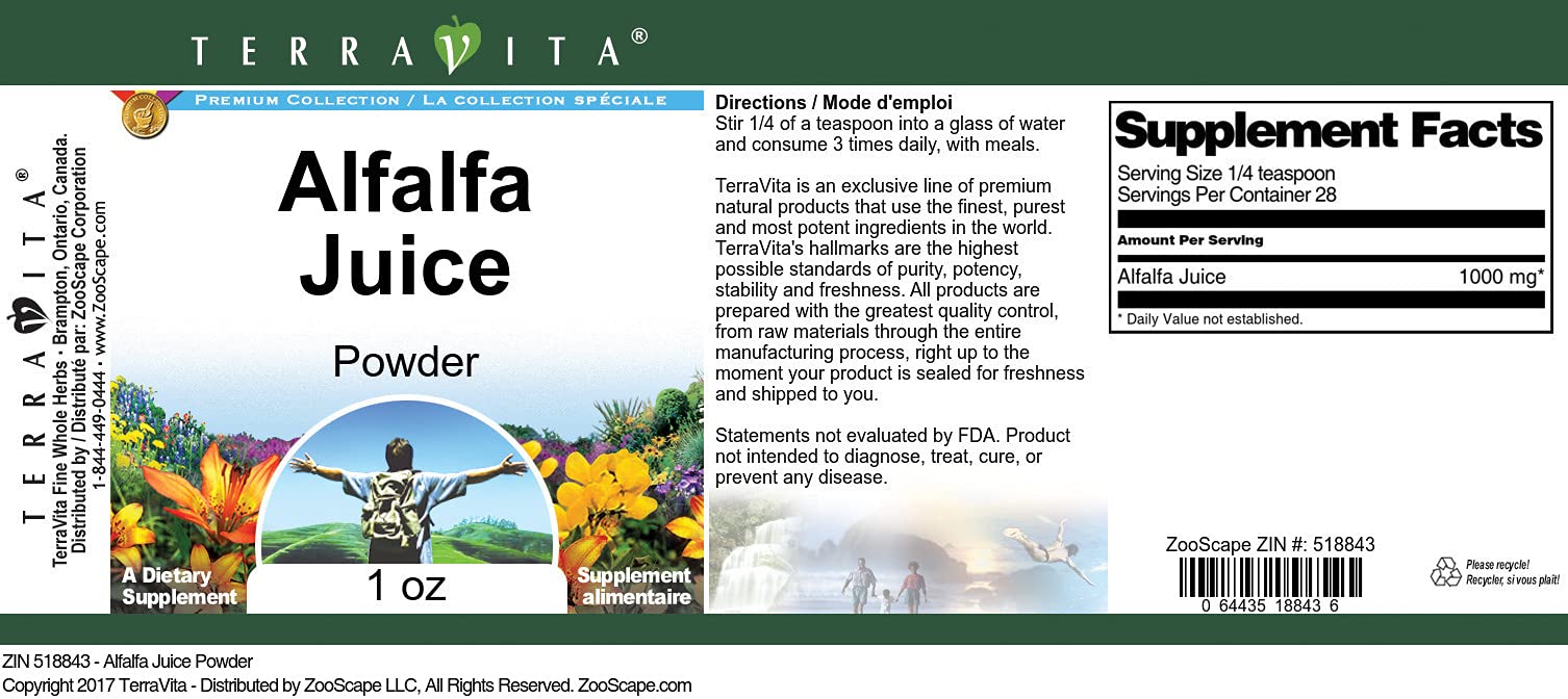 Organic Alfalfa Juice Powder 1 oz (3 Pack) - ZIN: 518843 | Nutrient-Rich Superfood Supplement for Smoothies, Detox & Wellness