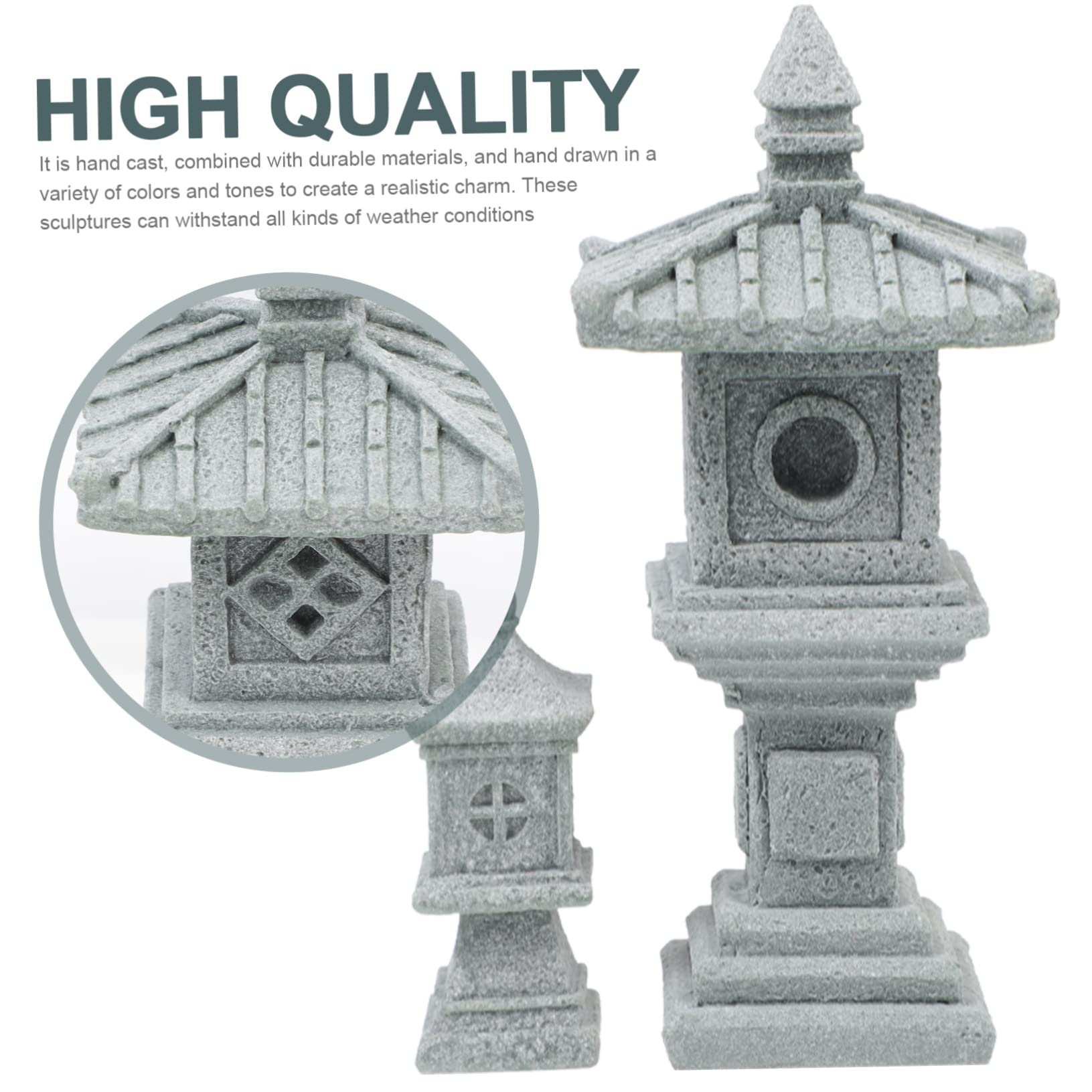 ABOOFAN 2pcs Mini Stone Lantern Outdoor Decor - Japanese Garden Ornaments, Bonsai Accessories, Home & Yard Decoration for Patio, Landscape, Zen Garden